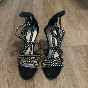 Aldo black strapped high heels with studs size size 6 very good condition